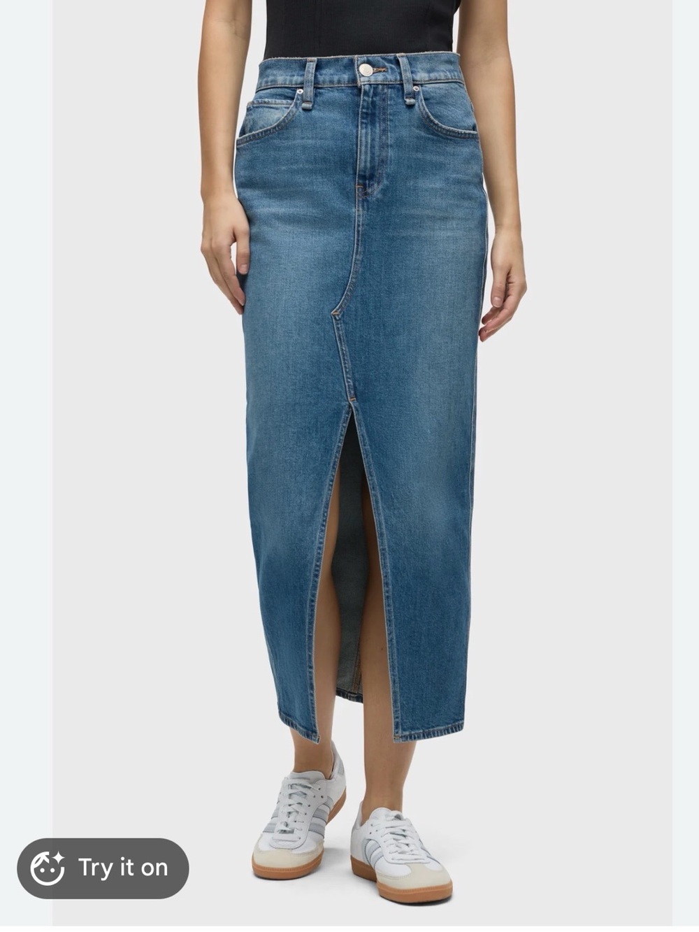 Hudson Women's Blue Denim Midi Skirt with Front Slit